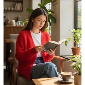 LHD Sycamore Canyon Red Mohair Sweater Cardigan Size XS